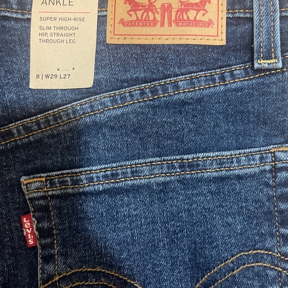 Levis Premium Womens 29x27 Ribcage Straight Ankle Jeans Blue Denim Button Fly - Picture 7 of 12